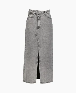 Discount Co'Couture Midi Rok Vika Asym Slit Grijs Dames Rokken