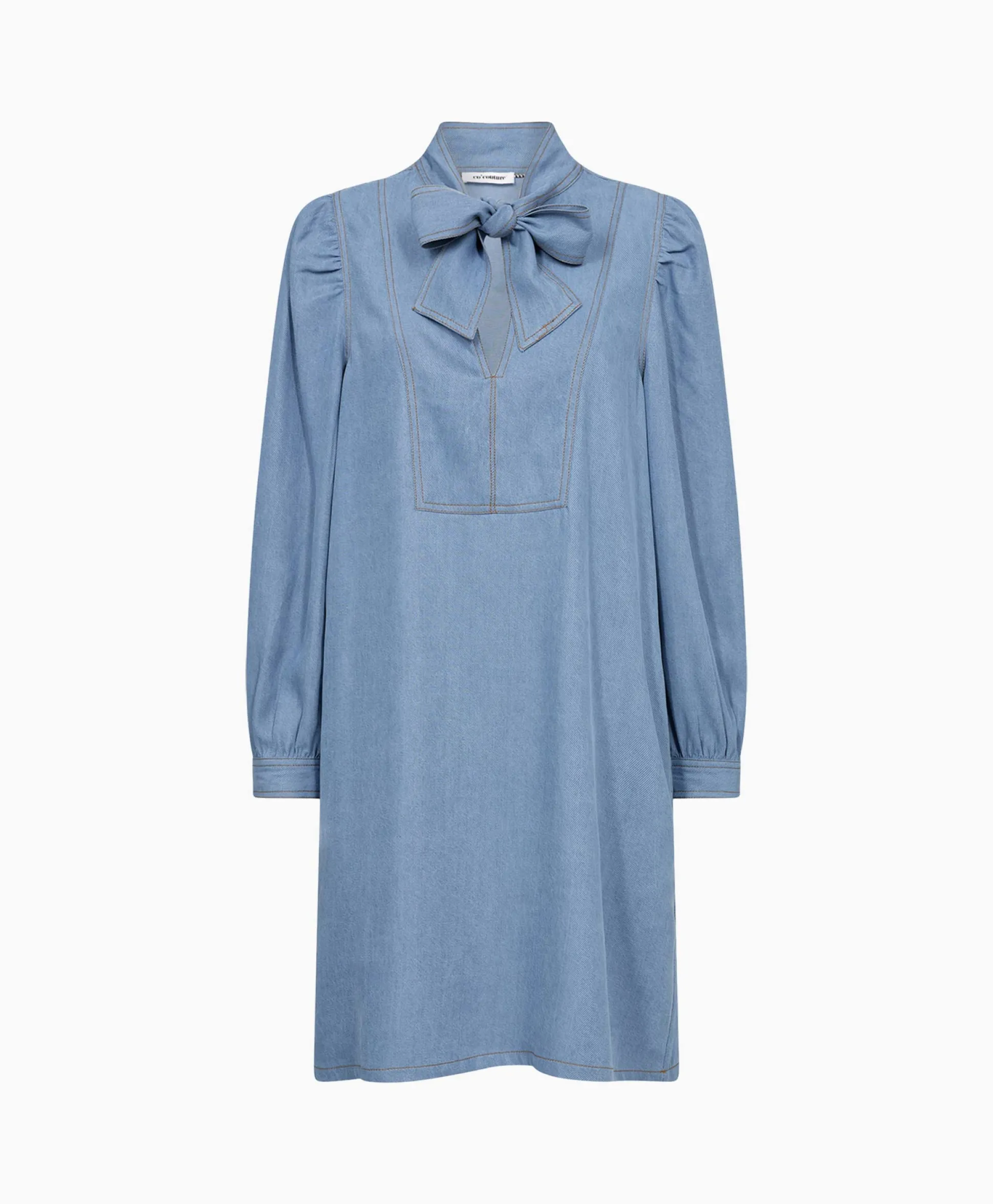 Hot Co'Couture Mini Jurk Titus Denim Bow Blauw Dames Jurken