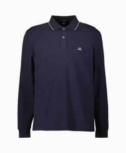 Clearance Polo Stretch Piquet Regular Long Sleeve Donker Blauw Heren Polo's