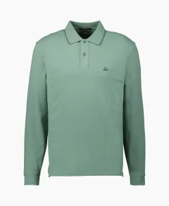Outlet Polo Stretch Piquet Regular Long Sleeve Licht Groen Heren Polo's