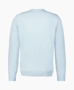 Outlet Pullover Cotton Crepe Knit Licht Blauw Heren Truien