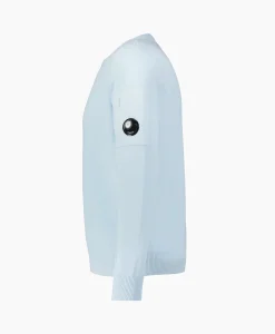 Outlet Pullover Cotton Crepe Knit Licht Blauw Heren Truien