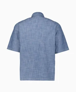 Discount T-Shirt Chambray Short Sleeved Logo Blauw Heren T-Shirts