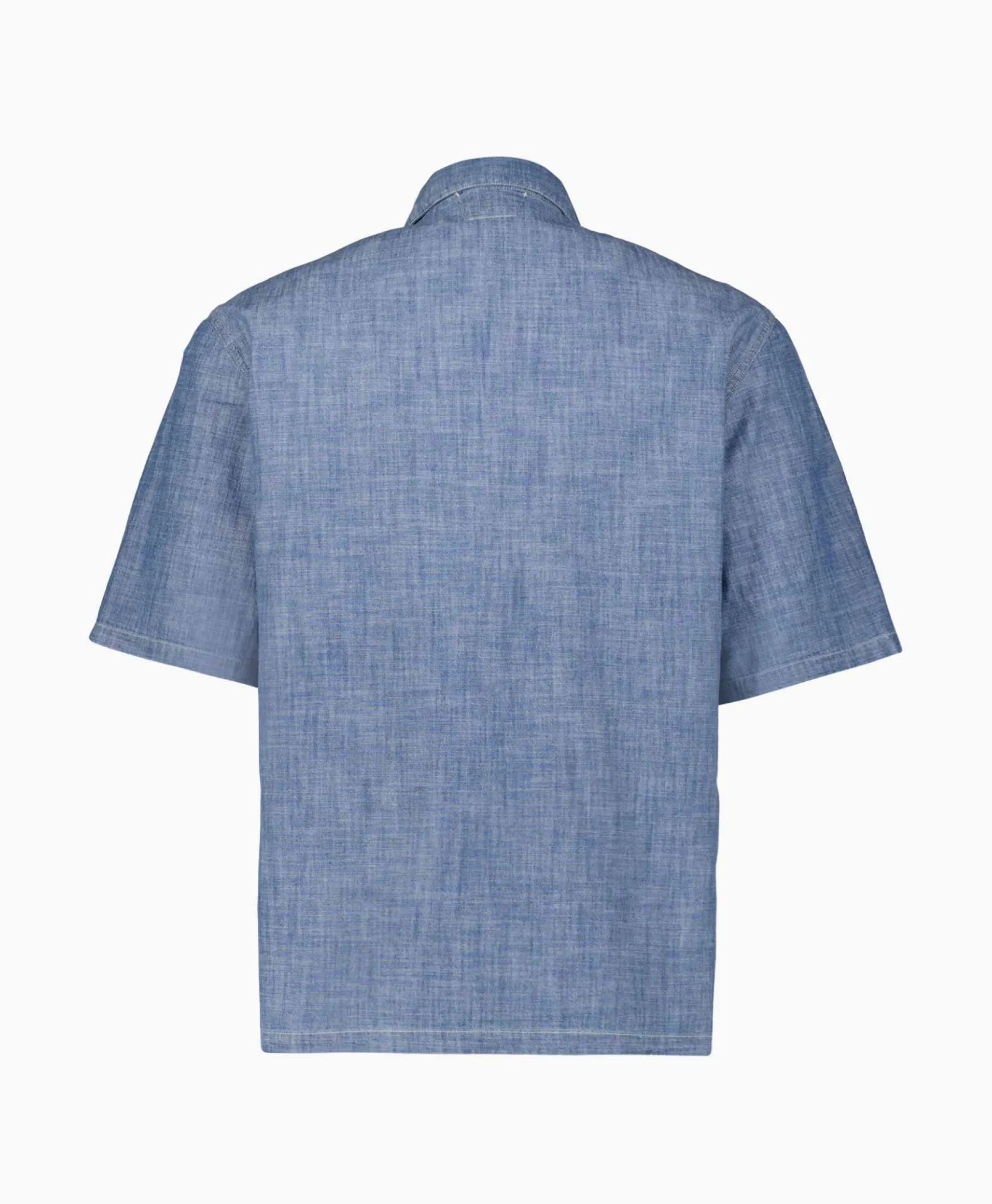 Discount T-Shirt Chambray Short Sleeved Logo Blauw Heren T-Shirts