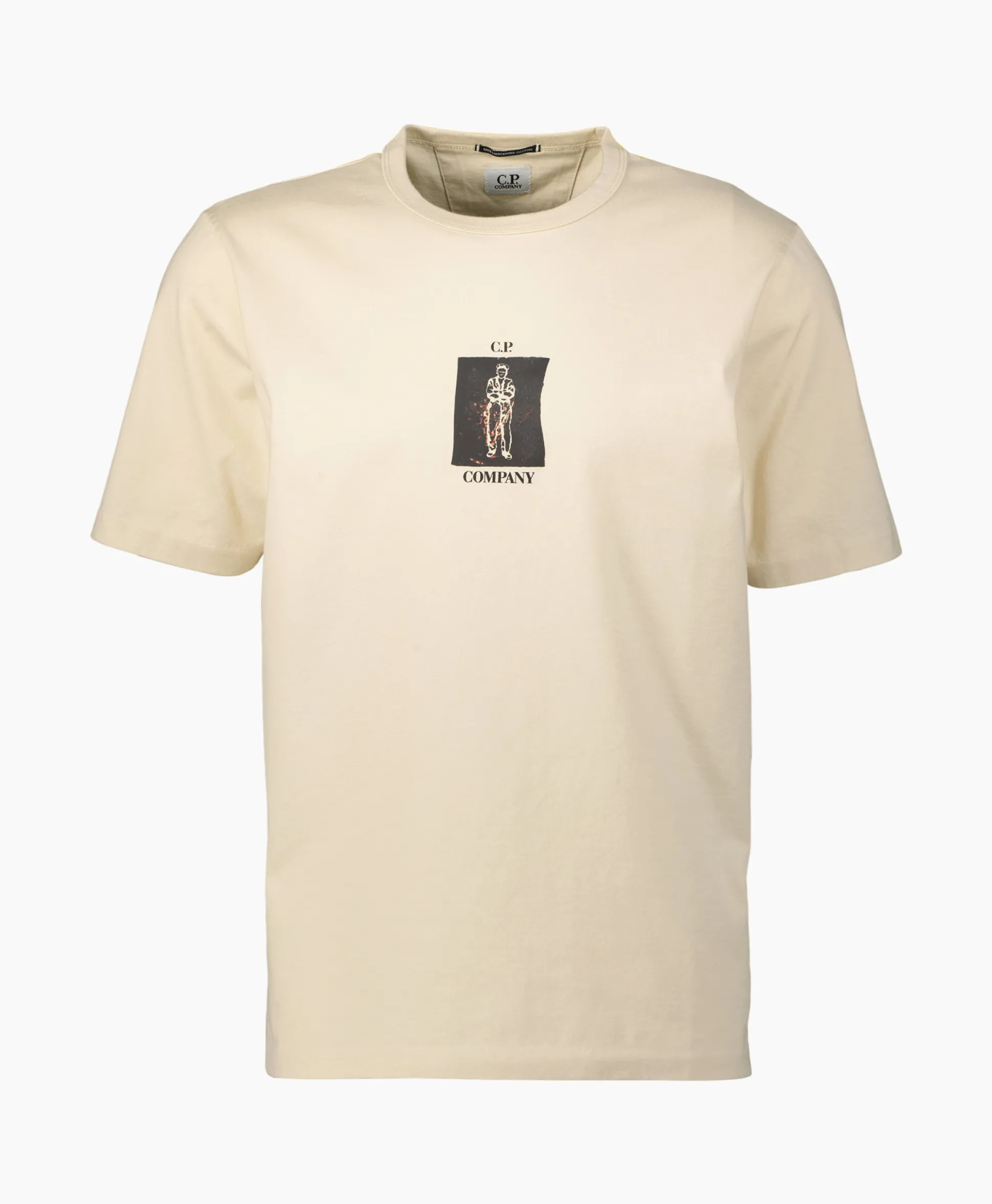 Shop T-Shirt Mercerized Jersey Graphic Ecru Heren T-Shirts