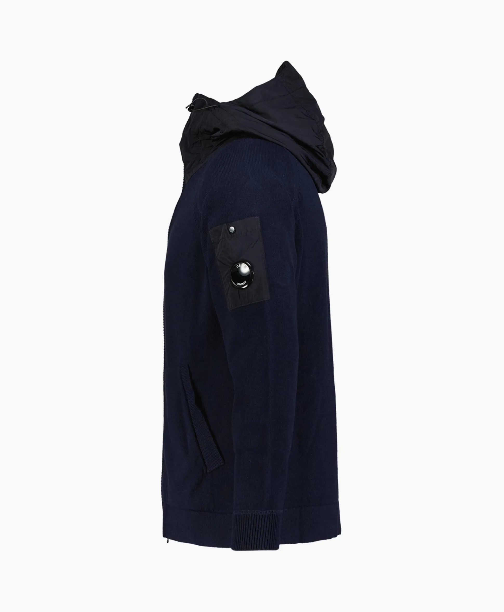 Clearance Vest Cotton Mixed Hooded Knit Donker Blauw Heren Vesten