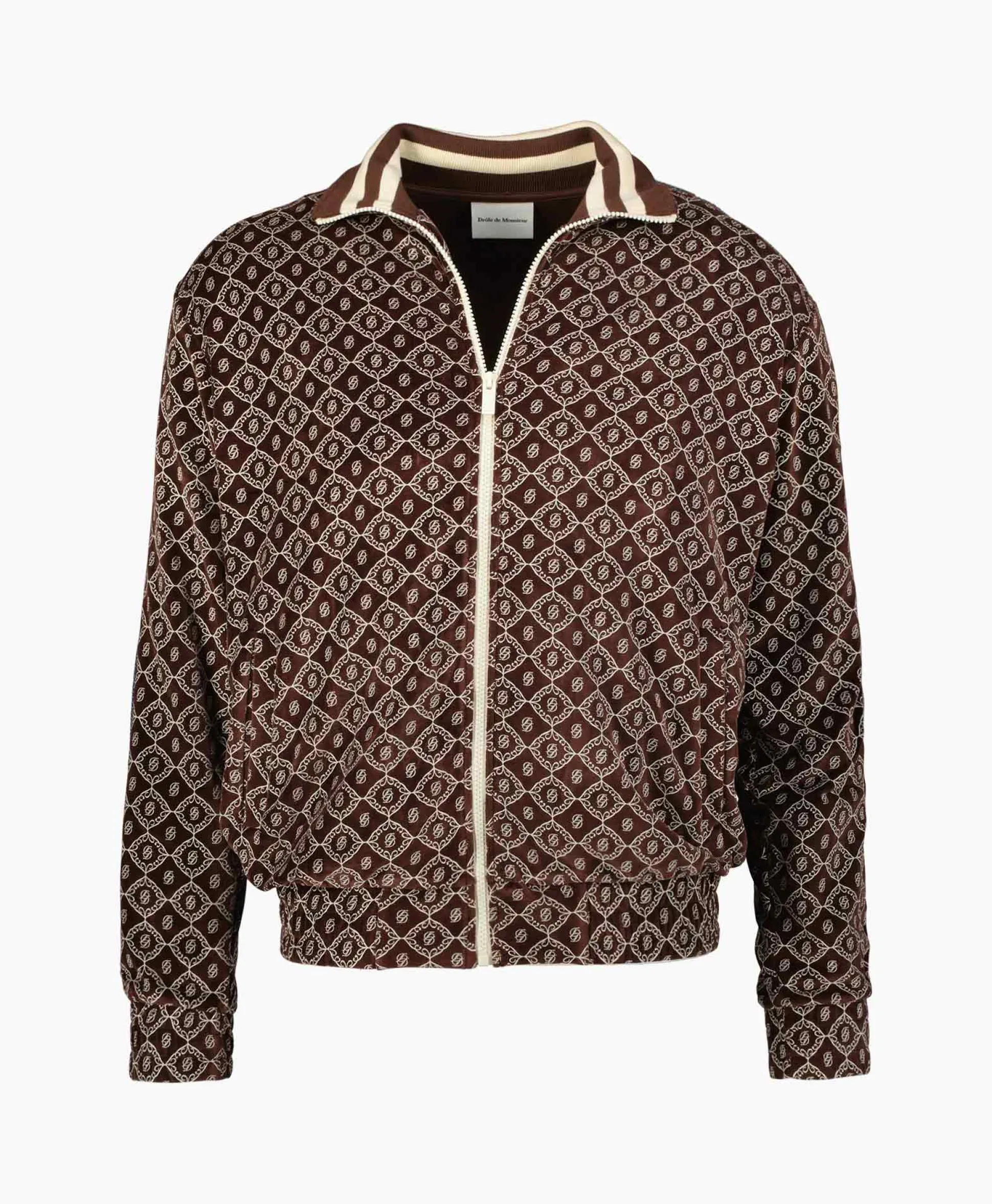 Flash Sale Jack La Veste Survet' Velours Monogramme Bruin Heren Vesten
