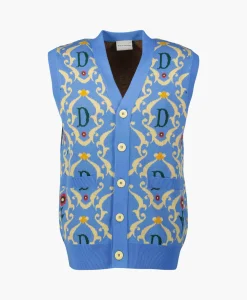 Fashion Vest La Sans Manches Ornements Blauw Heren Vesten