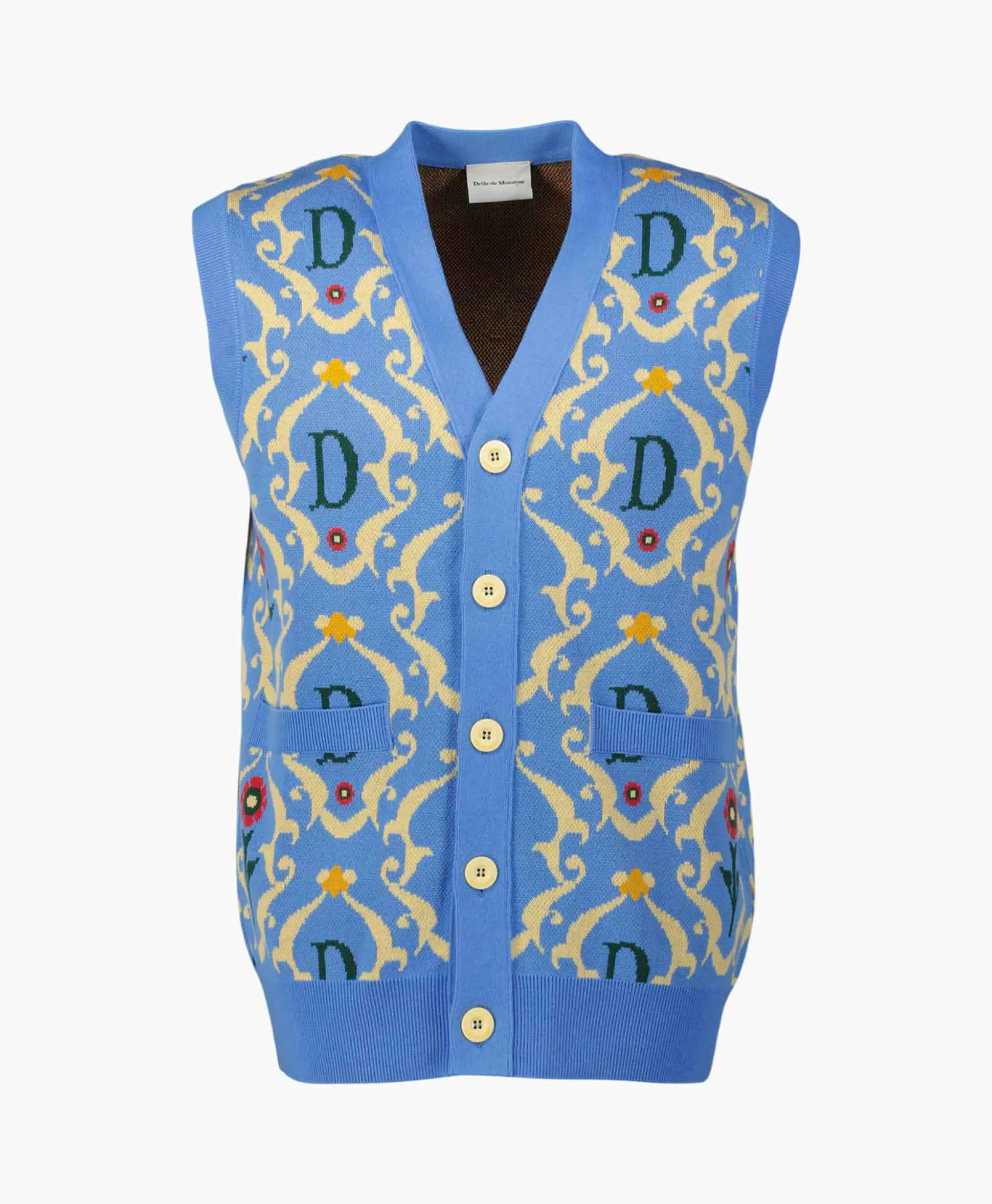 Fashion Vest La Sans Manches Ornements Blauw Heren Vesten