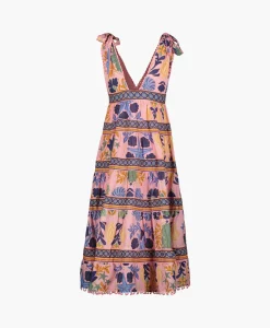 Cheap Midi Jurk Seashell Tapestry Pink Rose Dames Bruiloftskleding