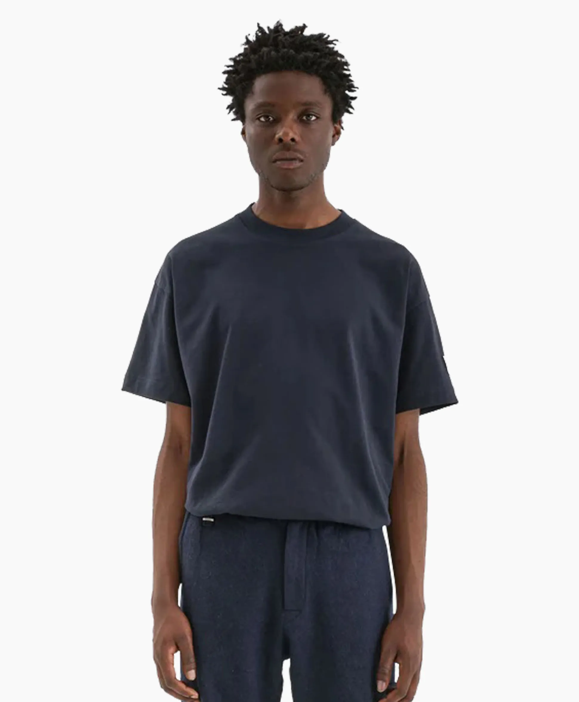 Cheap Flaneur T-Shirt Korte Mouw Atelier Sleeve Amblem Donker Blauw Heren T-Shirts