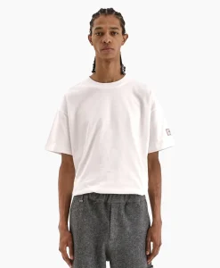 Outlet Flaneur T-Shirt Korte Mouw Atelier Sleeve Emblem Wit Heren T-Shirts