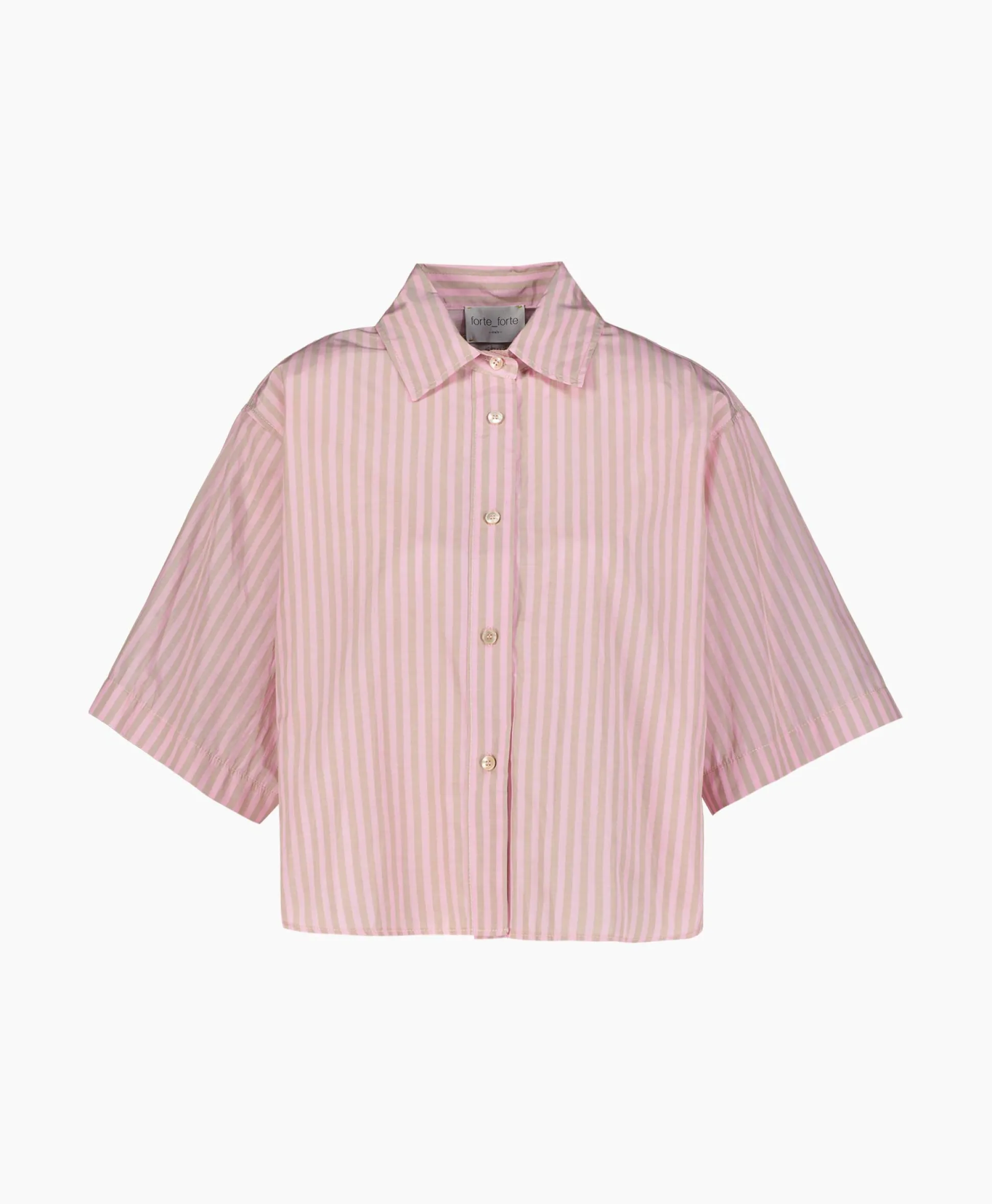 Shop Blouse Chic Striped Taffetas Half Sleeves Boxy Rose Dames Blouses