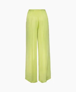 Flash Sale Pantalon Toile Satin Jacquard Palazzo Geel Dames Broeken