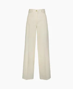 Shop Pantalon Viscose Cotton Chic Twill 5 Pockets Ecru Dames Broeken