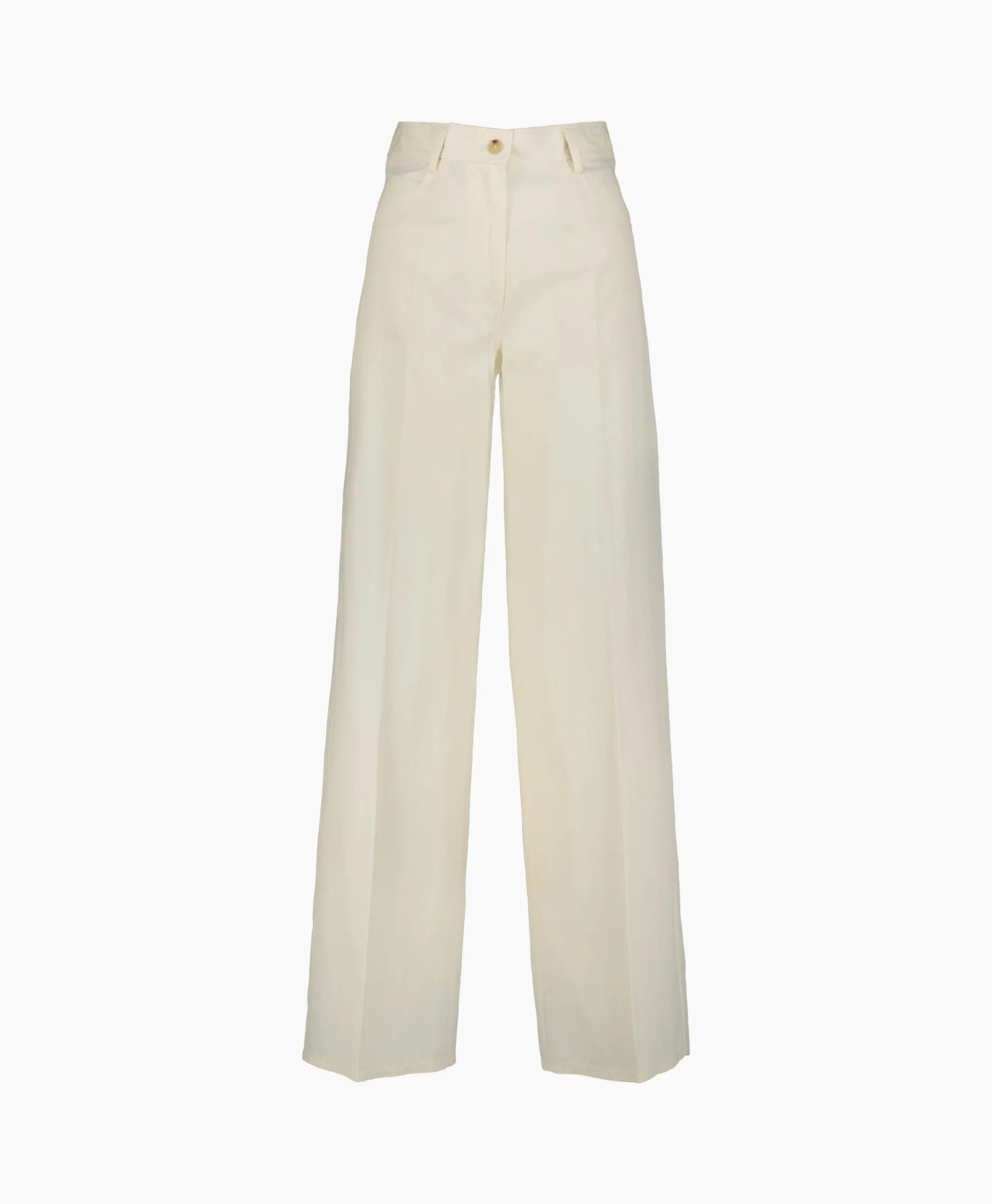 Shop Pantalon Viscose Cotton Chic Twill 5 Pockets Ecru Dames Broeken