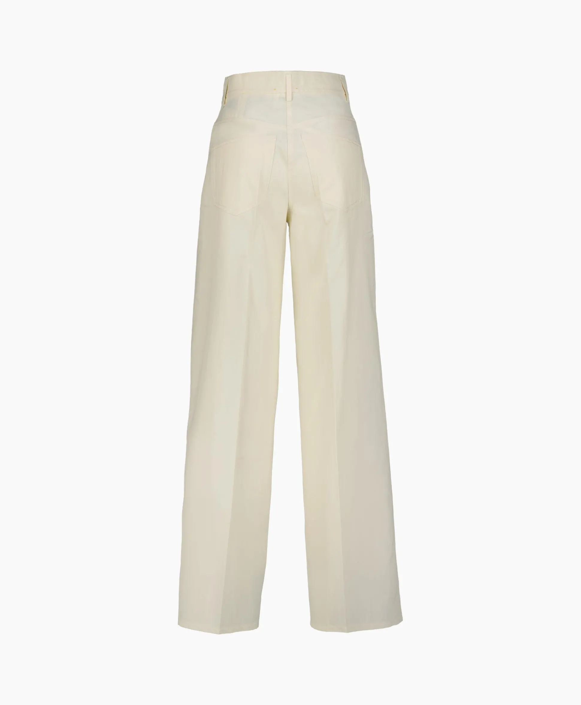 Shop Pantalon Viscose Cotton Chic Twill 5 Pockets Ecru Dames Broeken