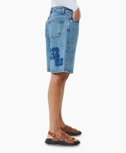 Fashion Korte Broek Patch Denim Blauw Dames Broeken