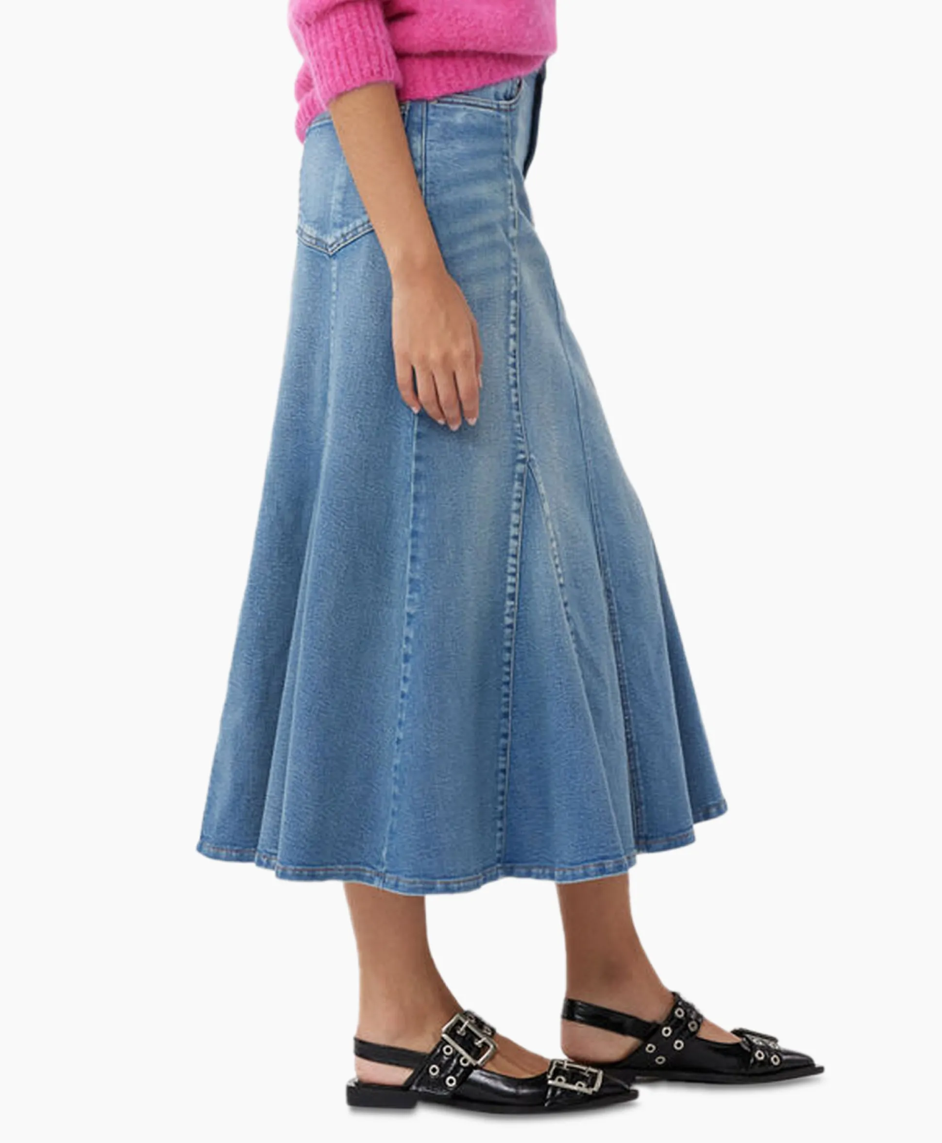 Store Midi Rok Tint Denim Peplum Blauw Dames Rokken