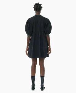 Best Sale Mini Jurk Cotton Poplin Tie String Zwart Dames Jurken