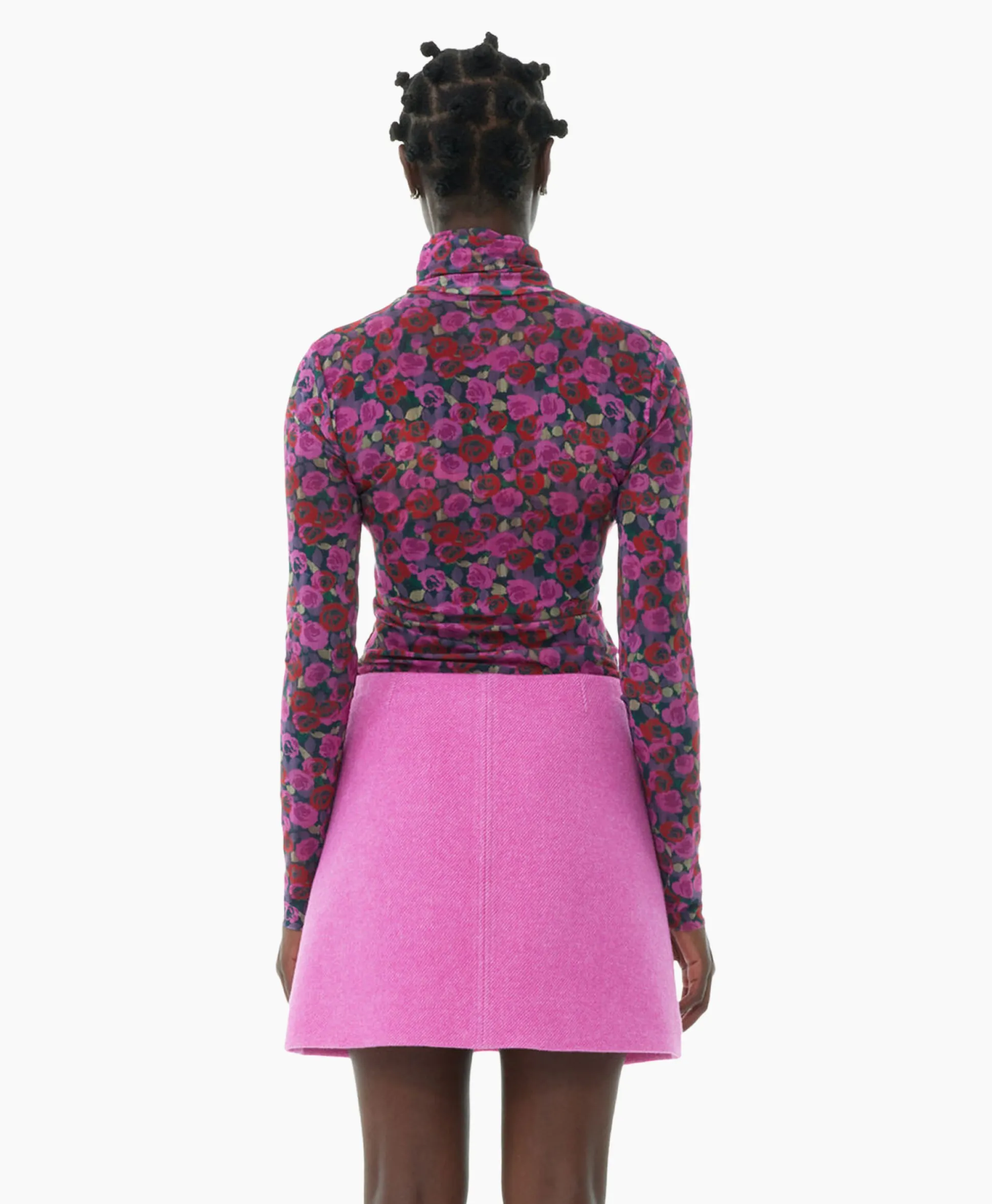 Clearance Top Printed Mesh Long Sleeve Roze Dames T-Shirts & Tops