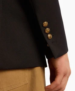 Hot Blazer Golden M's Double Breasted Gabardine Wool Donker Blauw Heren Colberts