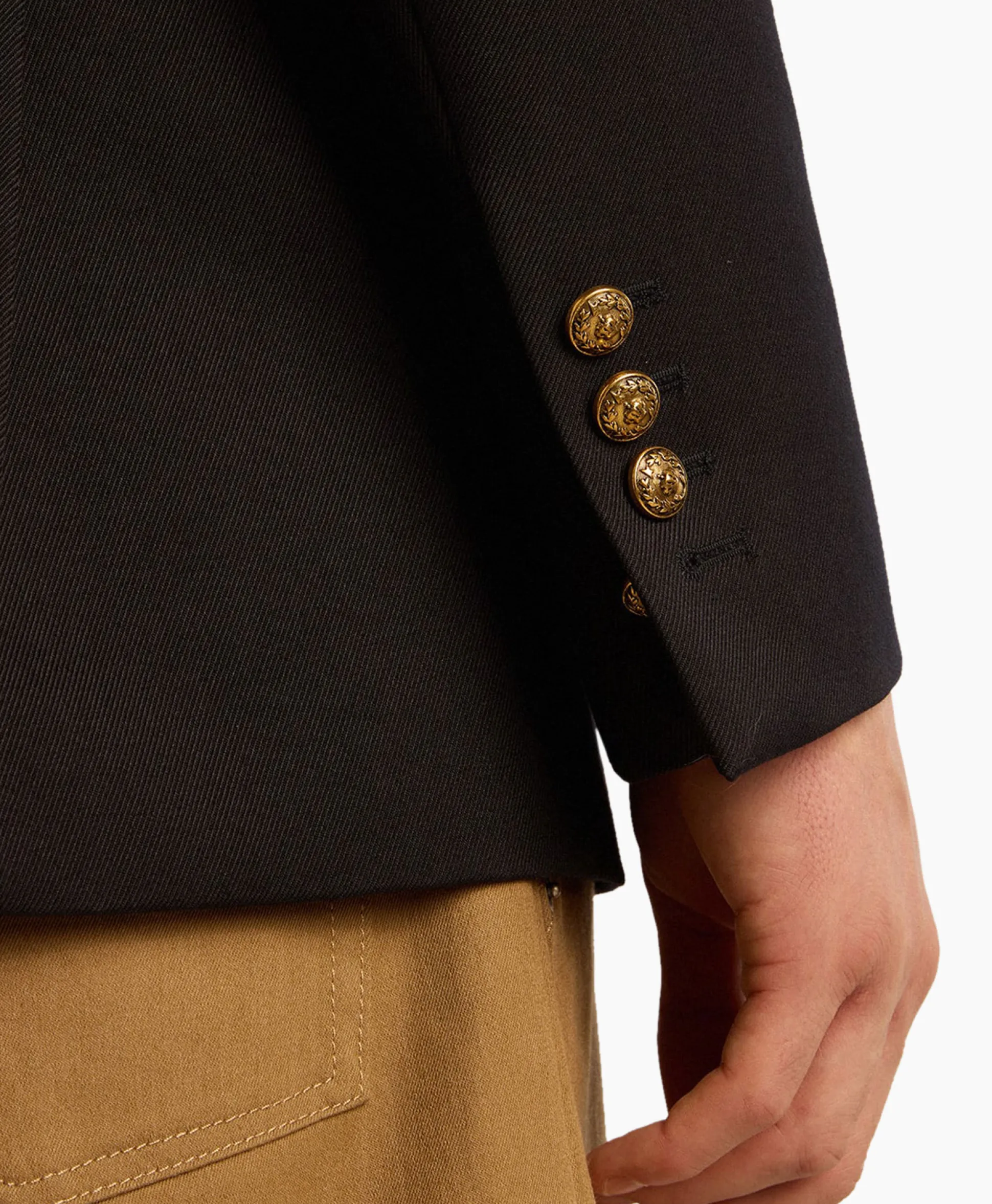 Hot Blazer Golden M's Double Breasted Gabardine Wool Donker Blauw Heren Colberts