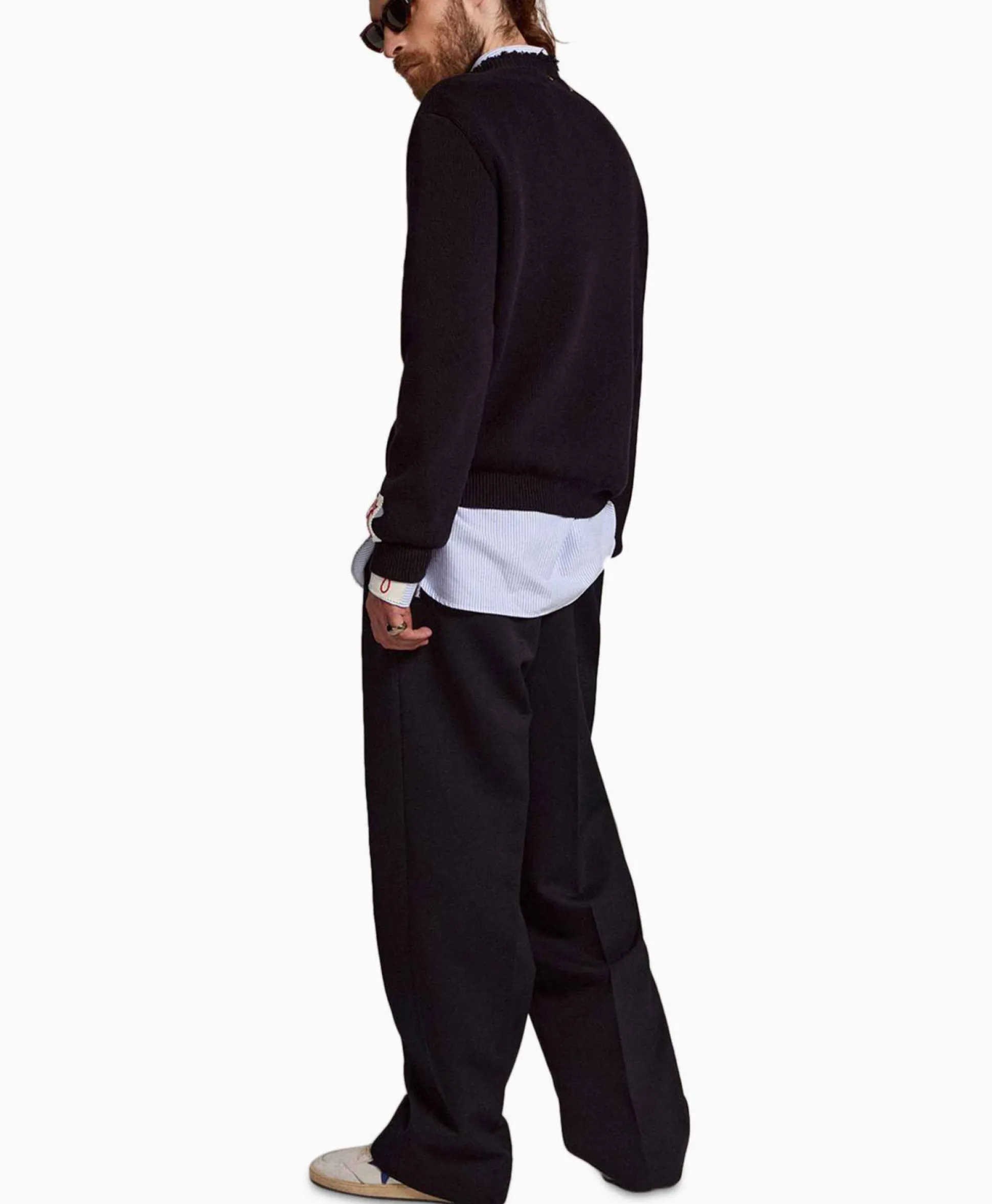 New Broek Golden M Wide Legs Compact Gabardine Wool Donker Blauw Heren Broeken