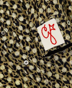 Hot Midi Jurk Golden W's Chemisier Leopard Print Fil C Beige Dames Jurken