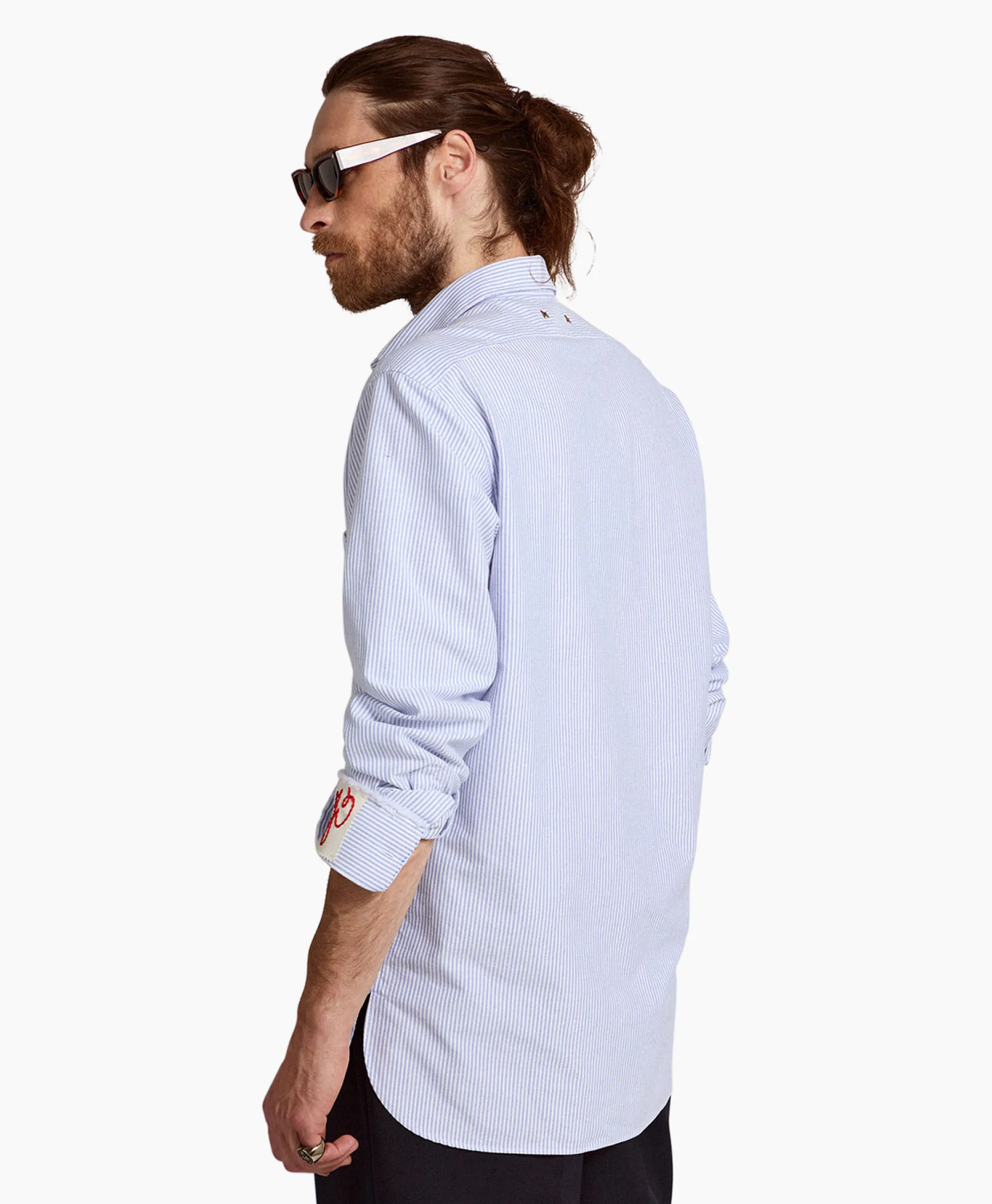 Discount Overhemd Golden M's Regular Striped Cotton Oxford Blauw Heren Overhemden