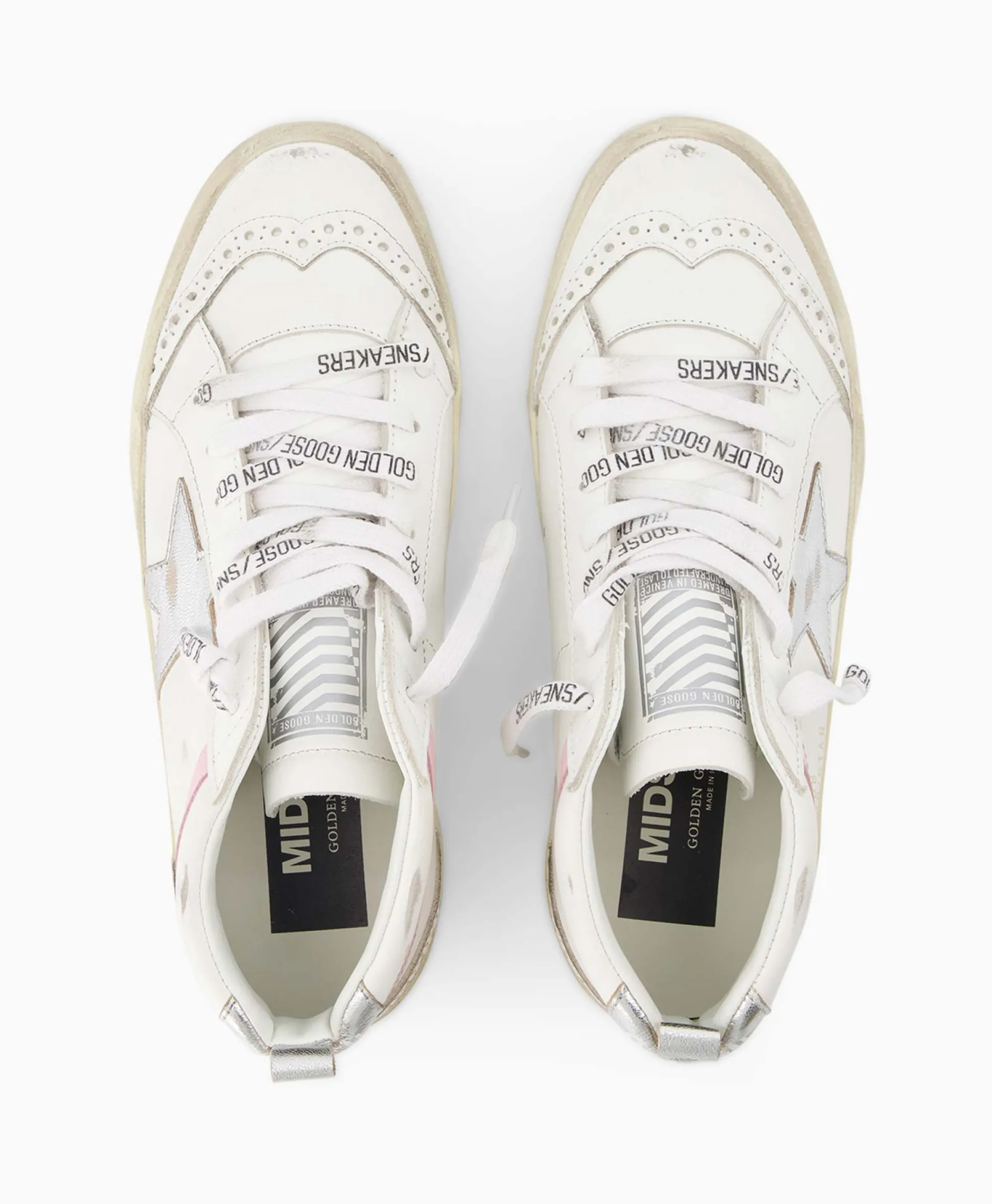 Fashion Sneaker Mid Star Leather Upper And Wave Wit Dames Sneakers