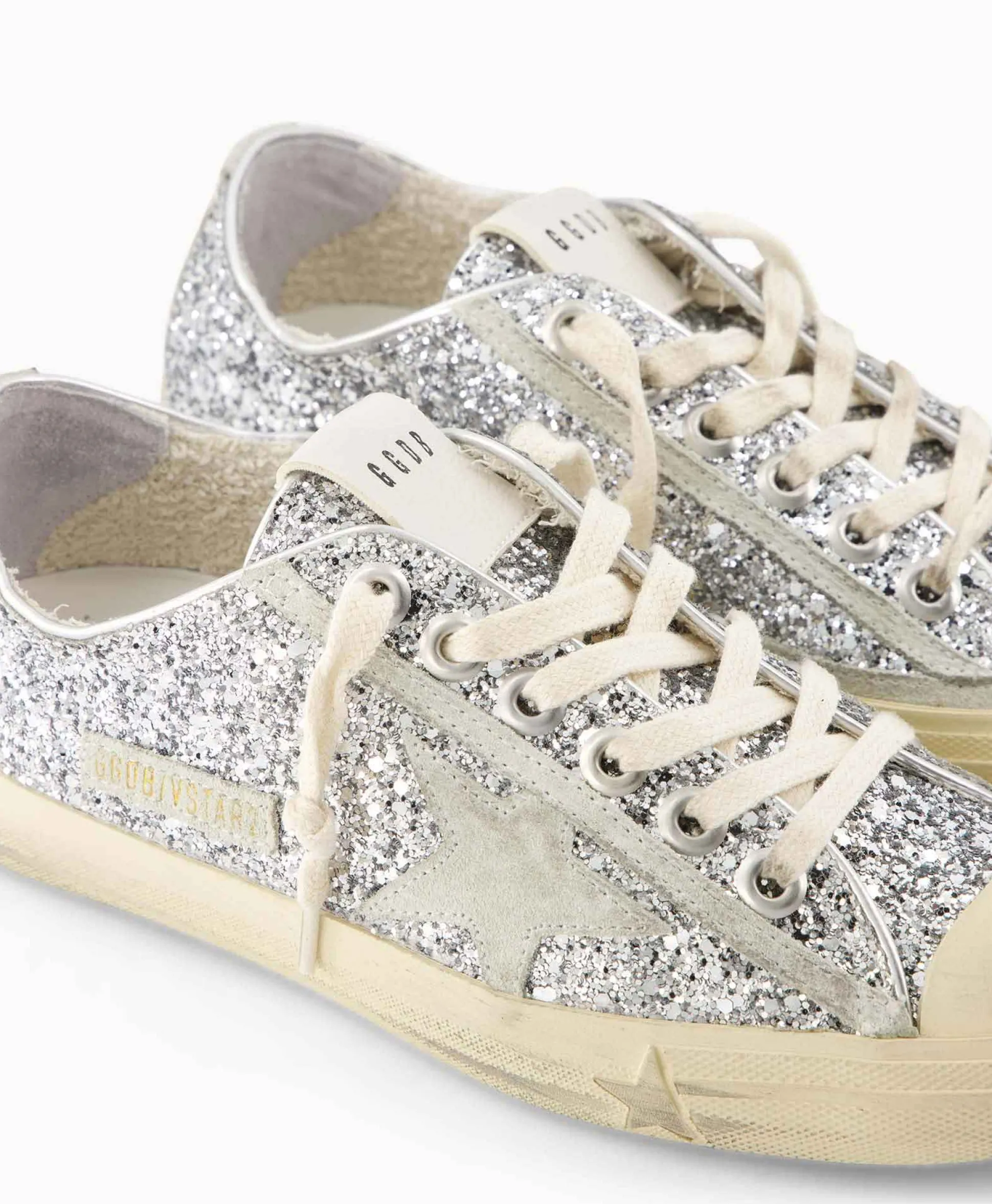 Best Sneaker V-Star 2 Glitter Upper Rubber Toe Suede St Zilver Dames Sneakers