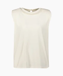 Store Top Journey W's Sleeveless Padded Shoulders Pearls Off White Dames T-Shirts & Tops