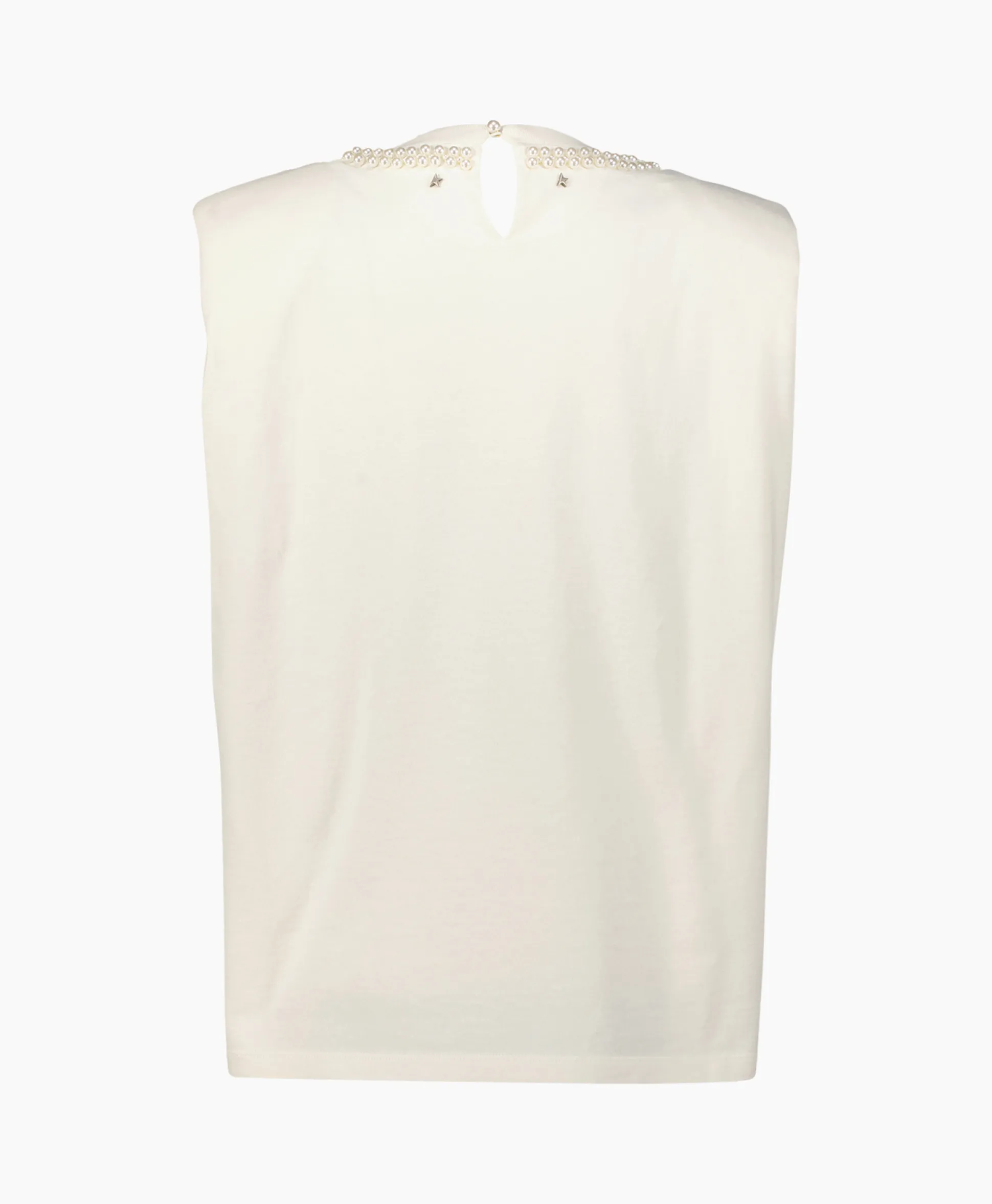 Store Top Journey W's Sleeveless Padded Shoulders Pearls Off White Dames T-Shirts & Tops