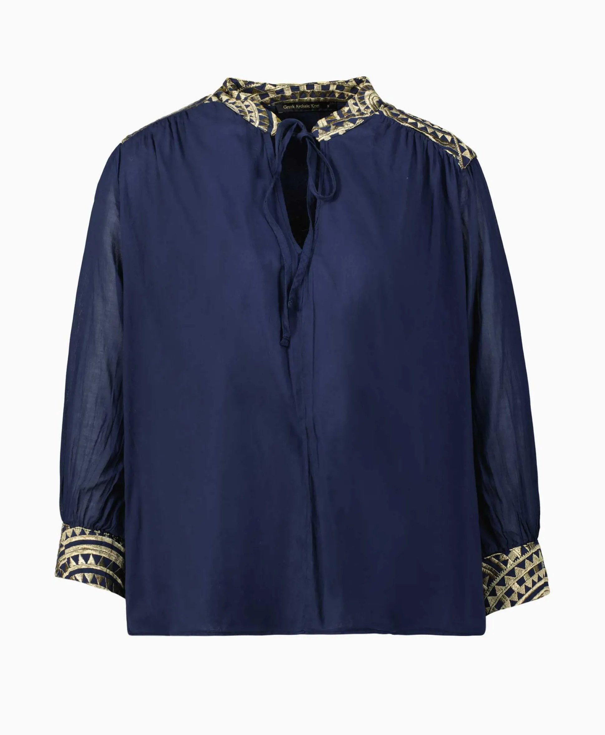 Fashion Blouse All Over Drawstrings Donker Blauw Dames Blouses