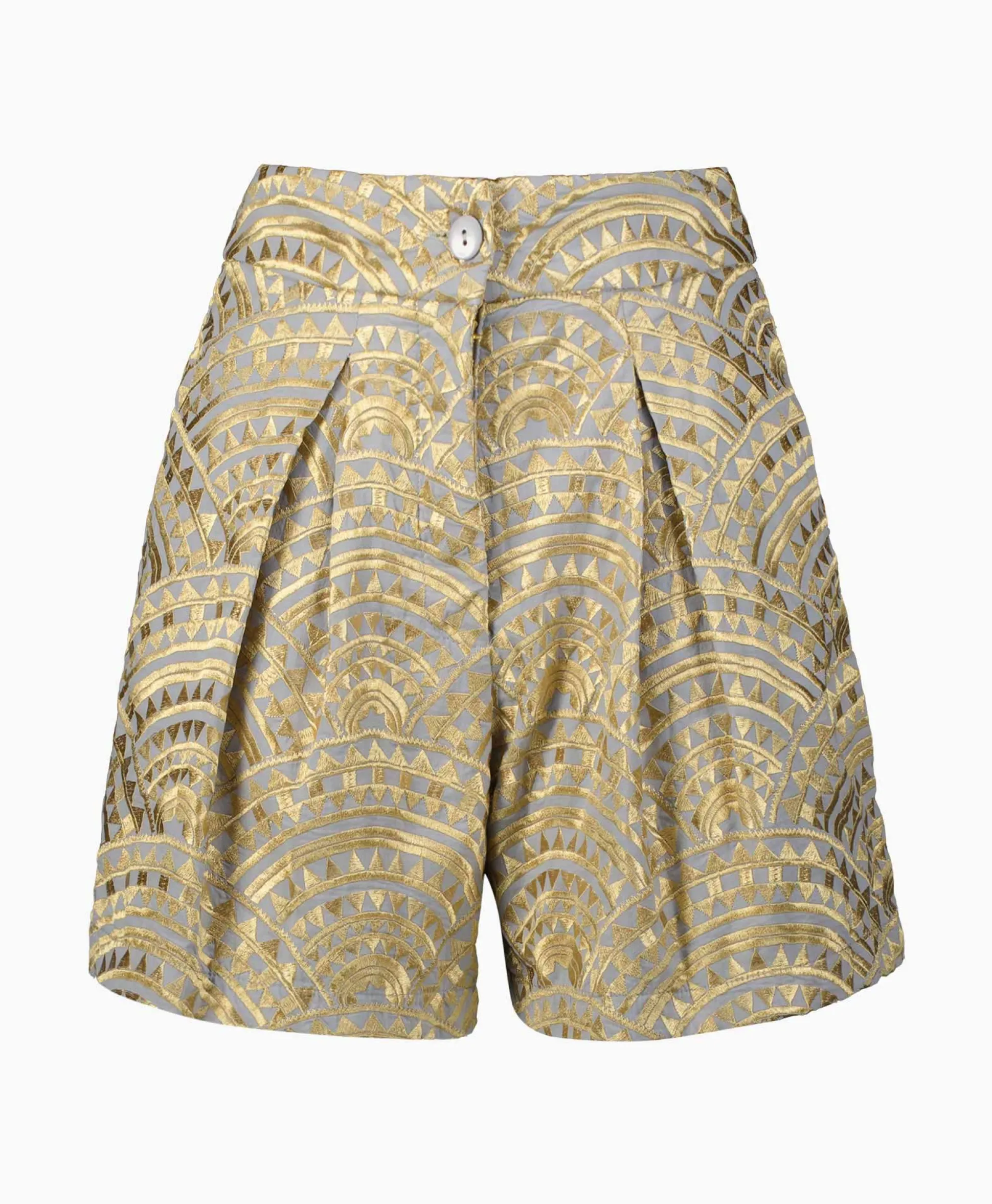 Online Korte Broek All Over Pleates Licht Grijs Dames Broeken