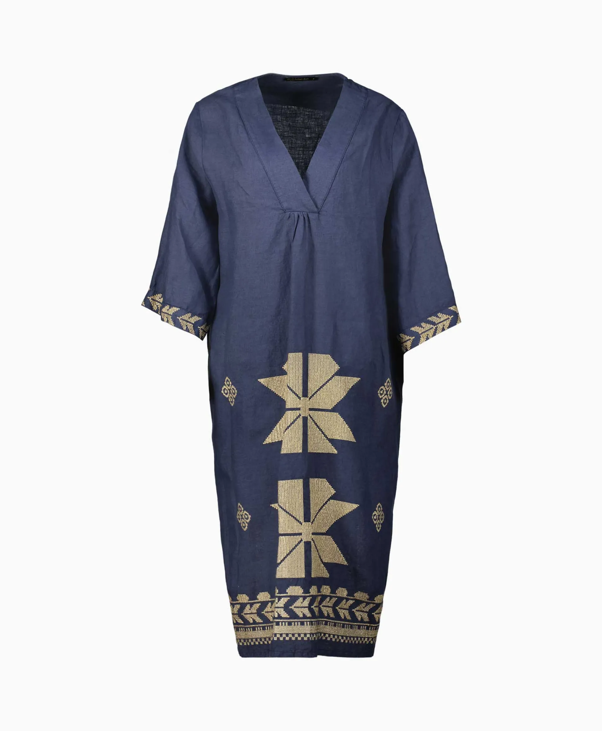 Flash Sale Midi Jurk Aeolis V-Neck Donker Blauw Dames Bruiloftskleding