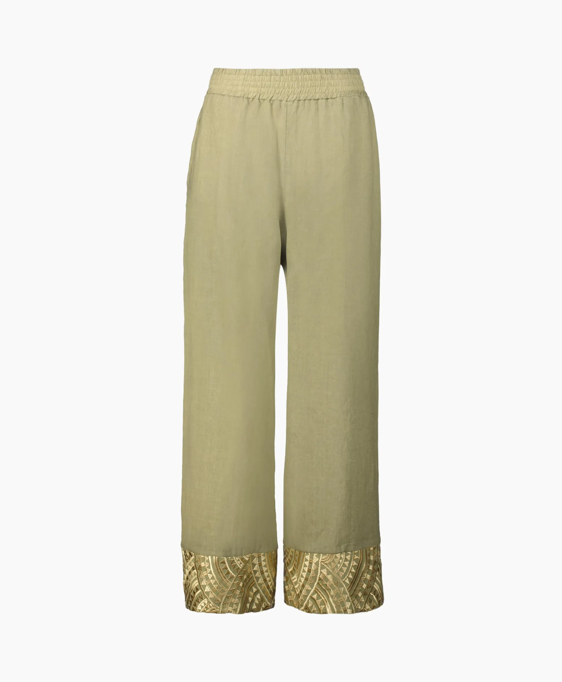 Sale Pantalon New All Over Elastic Waistband Goud Dames Broeken