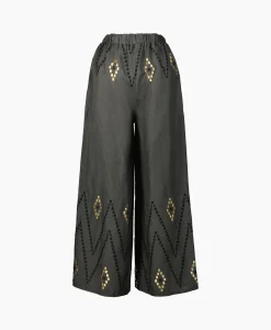 Best Pantalon Zig Zag Elastic Waist Khaki Dames Broeken