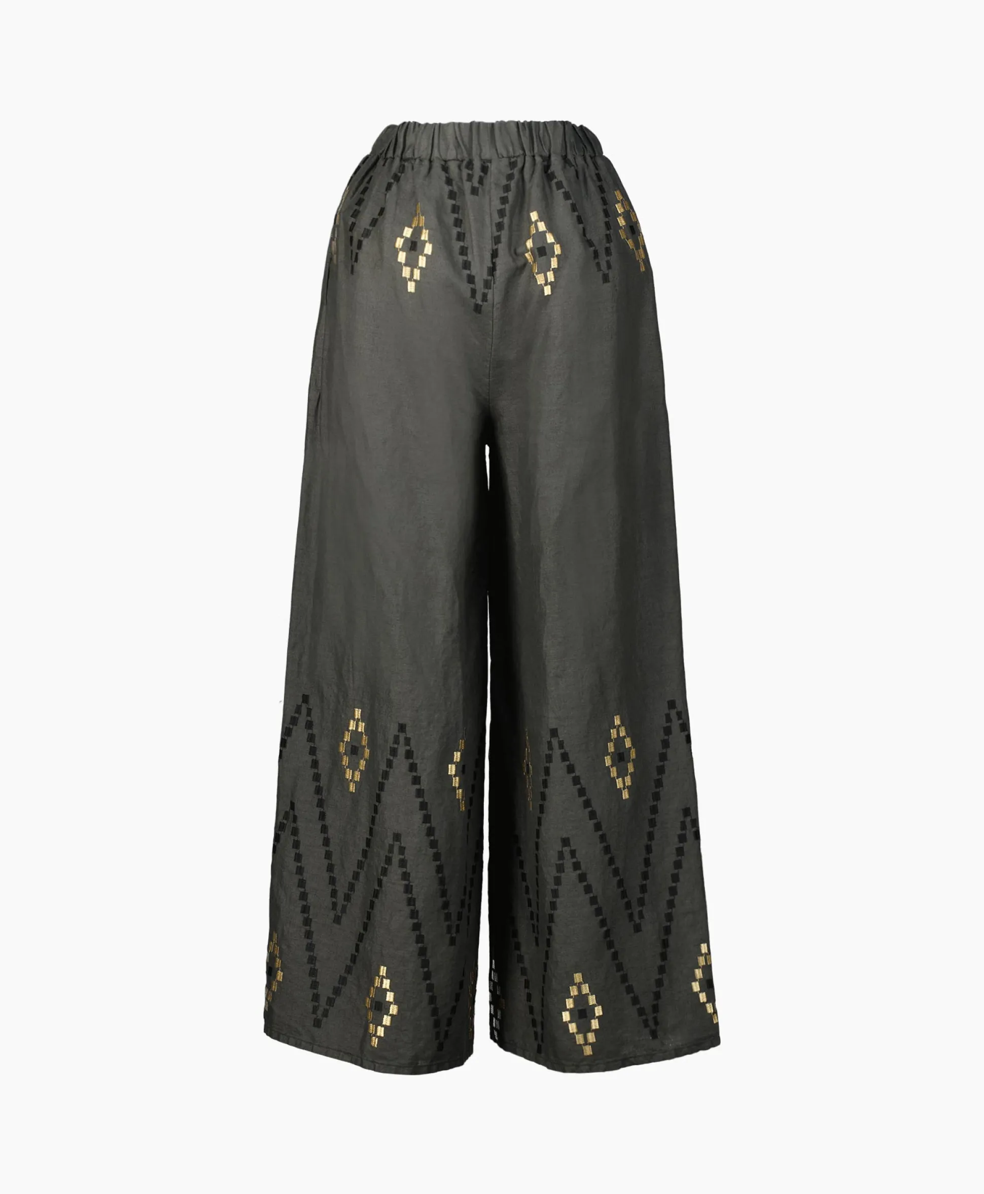 Best Pantalon Zig Zag Elastic Waist Khaki Dames Broeken