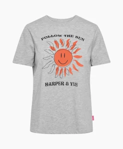 Fashion Harper & Yve T-Shirt Korte Mouw Smiley-Ss Grijs Dames T-Shirts & Tops