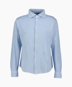 Outlet Overhemd M/L Piquet Con Ricamo Licht Blauw Heren Overhemden