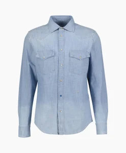 New Overhemd Western Blauw Heren Overhemden