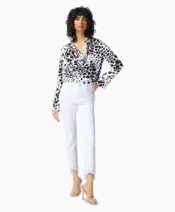 Best Blouse Lange Mouw Print Wikkel Zwart Dessin Dames Blouses