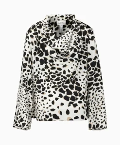Best Blouse Lange Mouw Print Wikkel Zwart Dessin Dames Blouses