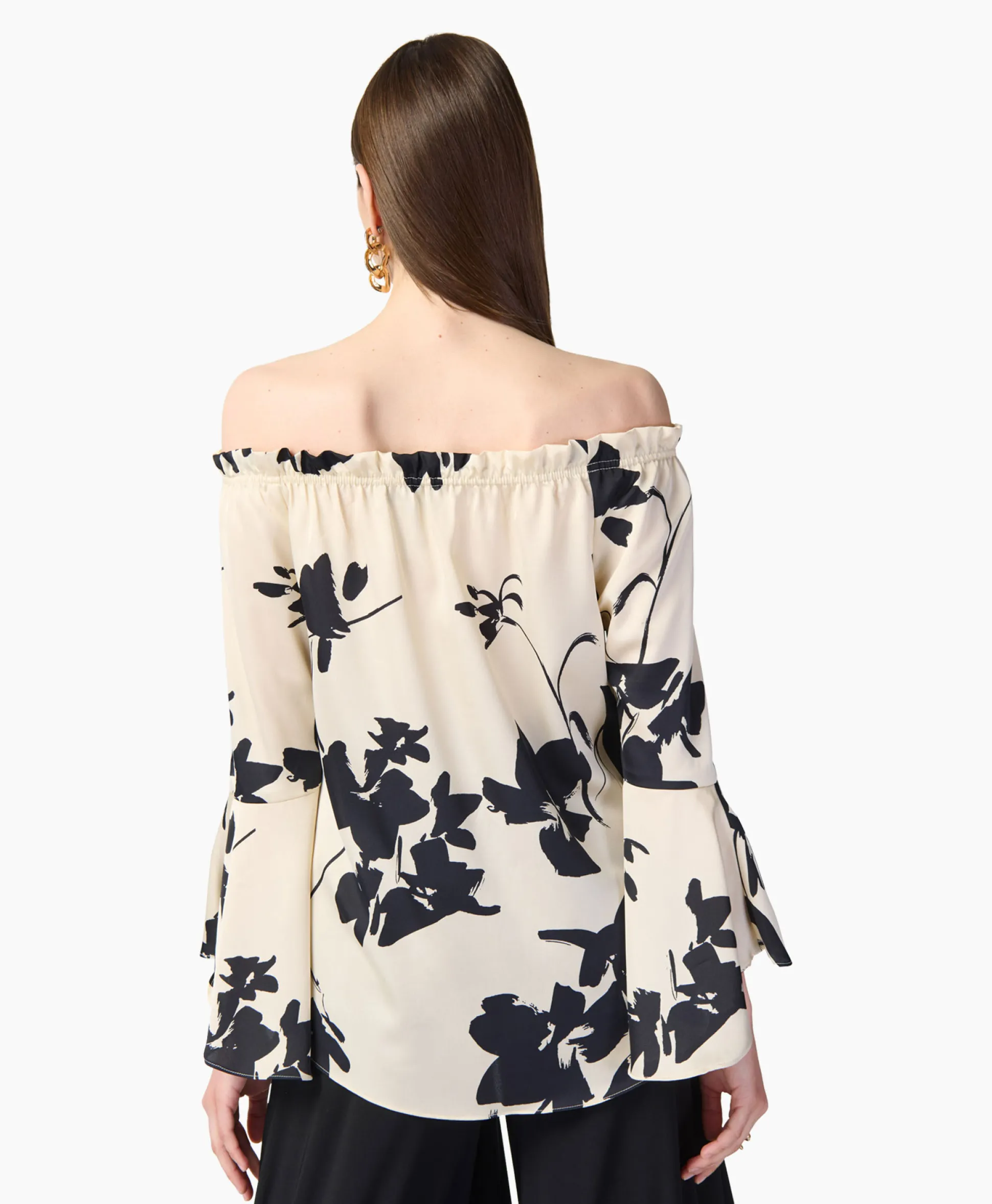 New Blouse Print Lange Mouwen Zwart Dessin Dames Blouses