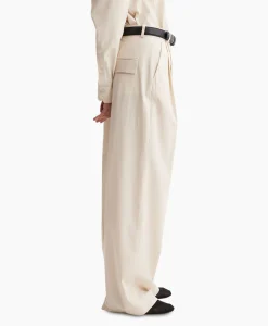 Cheap Pantalon Wide Leg Pleated Chino Zand Dames Broeken