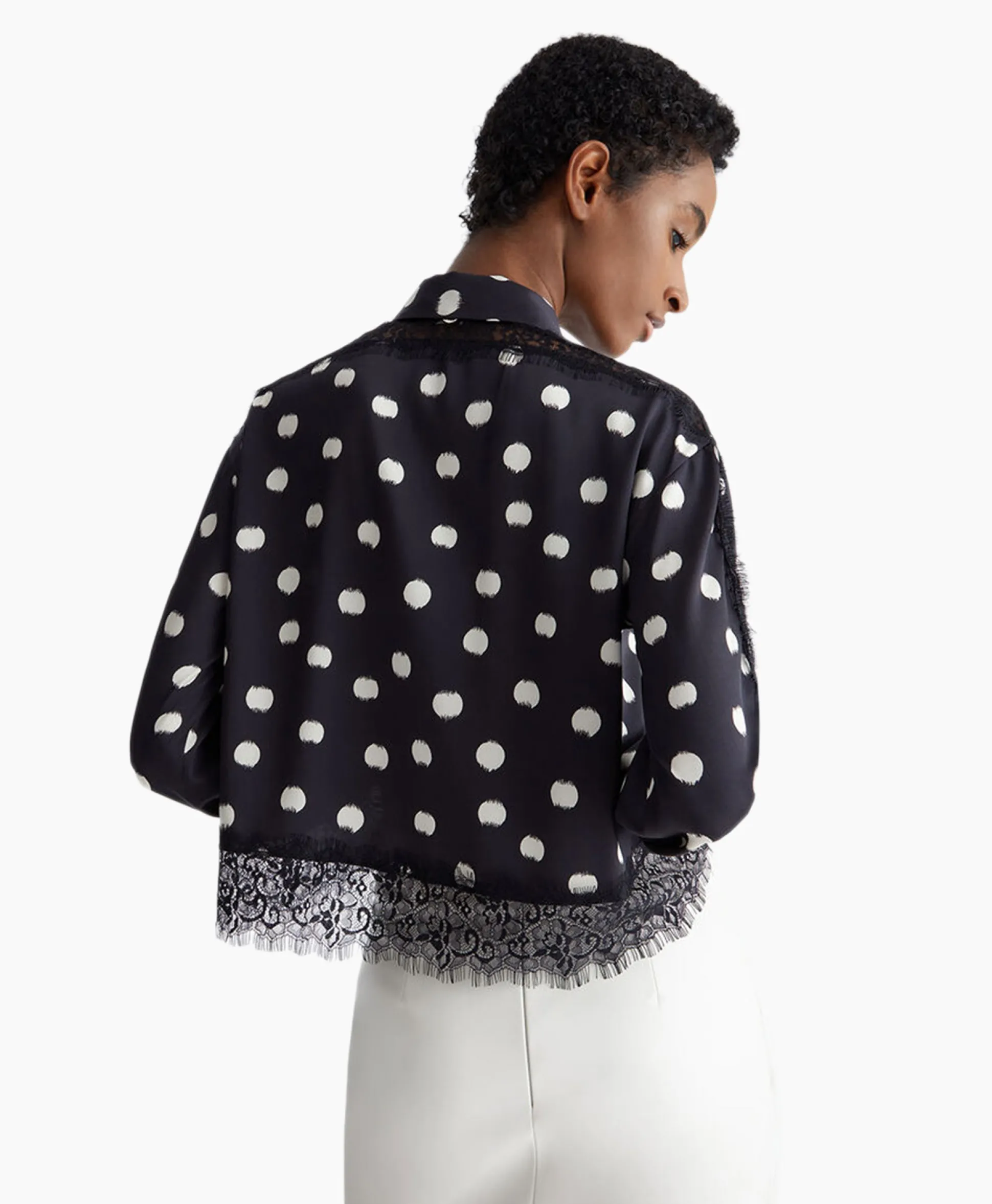 Online Blouse Escamicia C/Dettagali In Pizzo Zwart Dames Blouses