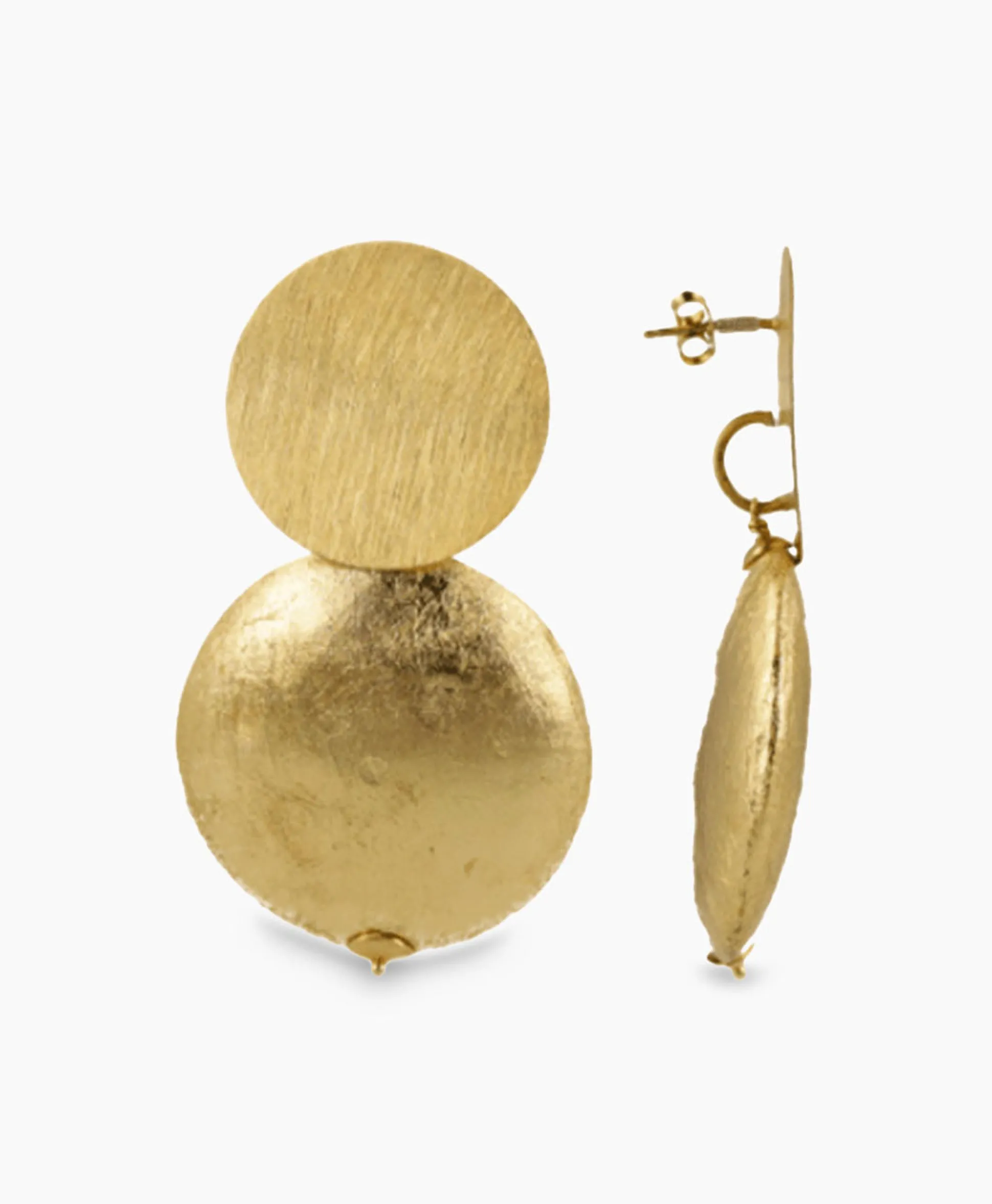 Sale Oorbellen Cw Earring Round Disc Xl Goud Dames Sieraden