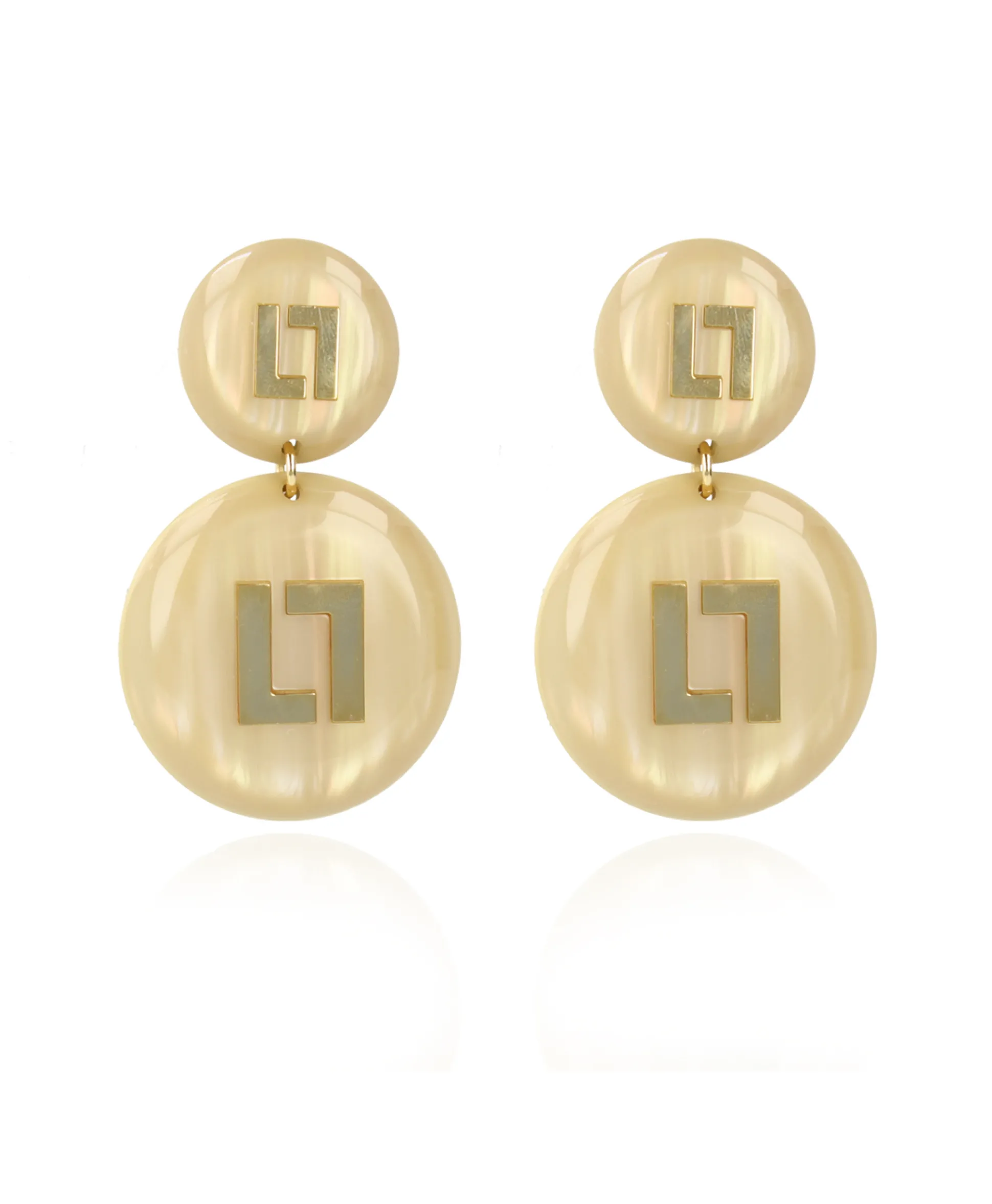 Outlet Oorbellen Ce Re Round Logo Sand Goud Dames Sieraden